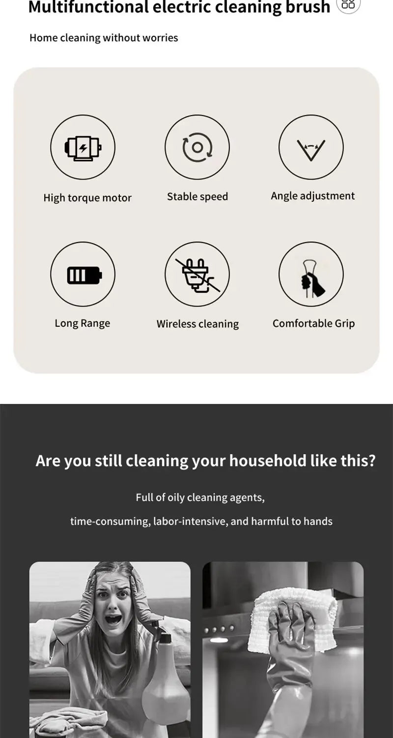 Wireless Electric Cleaning Brush for Bathroom and Window Kitchen